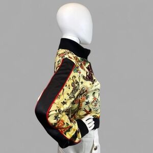Ed Hardy Women All Over Tattoo Print Crop Track Jacket Yellow EHW1900-2 Large